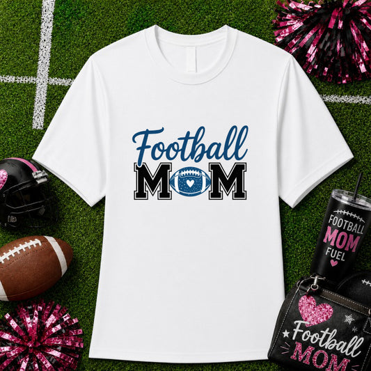 Football Mom Leopard Heart – Football Mom DTF Transfer – by Ink Rush – Premade Transfers – Football Mom, Sports Fan Apparel