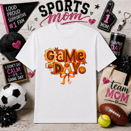 GAME DAY BASKETBALL MOM – Basketball Sports Mom DTF Transfer – by Ink Rush – Premade Transfers – Sports Mom, Gameday