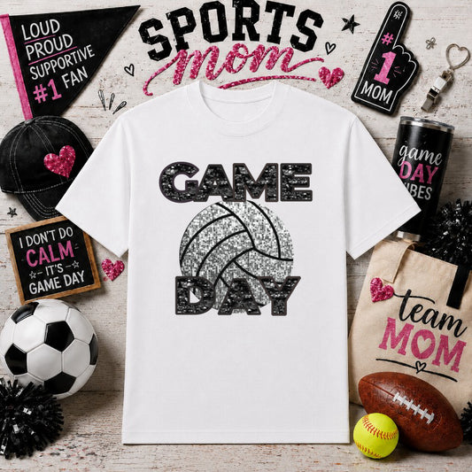 GAME DAY SPORTS MOM Volleyball – DTF Transfer – by Ink Rush – Premade Transfers – Sports Mom, Gameday