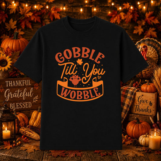 Gobble Till You Wobble Turkey – Thanksgiving DTF Transfer – by Ink Rush – Premade Transfers – Thanksgiving, DTF Transfers