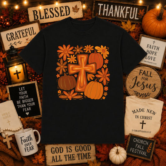 Grateful Thankful Blessed – Christian Fall DTF Transfer – by Ink Rush – Premade Transfers – Christian, Apparel DTF