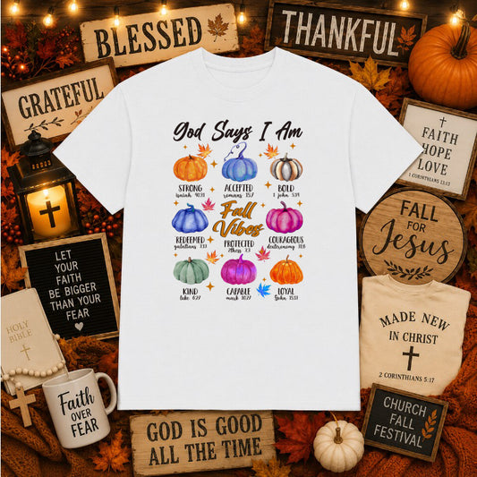 Grateful Thankful Blessed – Christian Fall Leaves DTF Transfer – by Ink Rush – Premade Transfers – Christian, Apparel