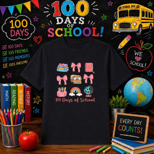Happy 100 Days Of School – School DTF Transfer – by Ink Rush – Premade Transfers – 100 Days Of School, School Events