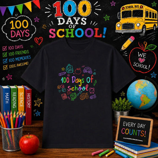 Happy 100th Day of School Sun – Education DTF Transfer – by Ink Rush – Premade Transfers – School, Education