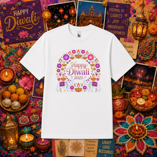 Happy Diwali 2025 Festival of Light – Hindu Festive DTF Transfer – by Ink Rush – Premade Transfers – Diwali, DTF Transfers