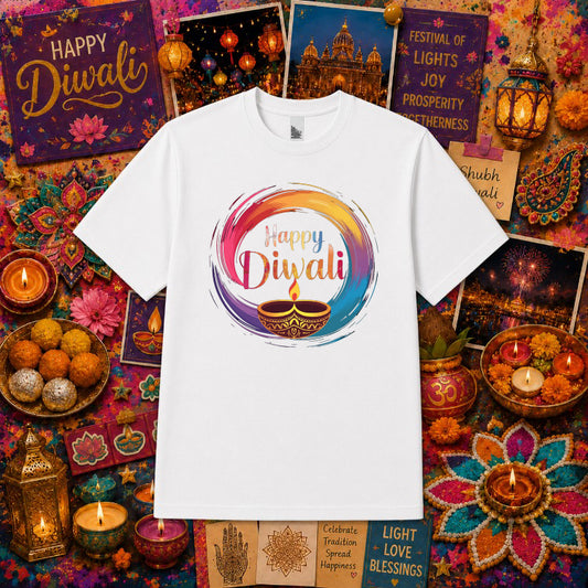 Happy Diwali Festival Celebration – DTF Transfer – by Ink Rush – Premade Transfers – Diwali, DTF Transfers