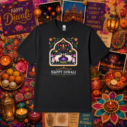Happy Diwali Festival of Lights – Diwali DTF Transfer – by Ink Rush – Premade Transfers – Diwali, Hindu Festival