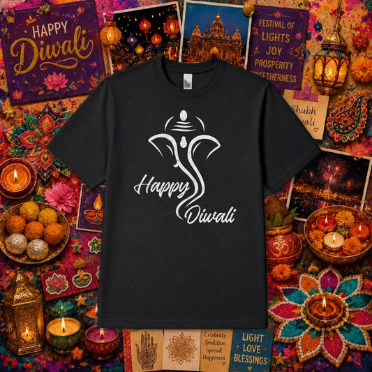 Happy Diwali Ganesha Diya – Festive DTF Transfer – by Ink Rush – Premade Transfers – Diwali, DTF Transfers