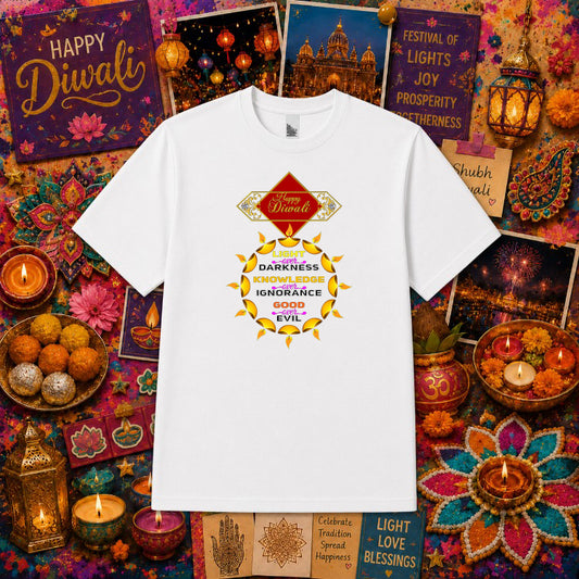 Happy Diwali Rangoli Lamps – Diwali DTF Transfer – by Ink Rush – Premade Transfers – Diwali, Apparel Printing