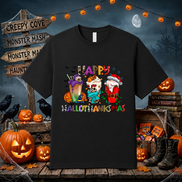 Happy Hallothankmas – Seasonal Holiday DTF Transfer – by Ink Rush – Premade Transfers – DTF Transfer, Apparel Decor