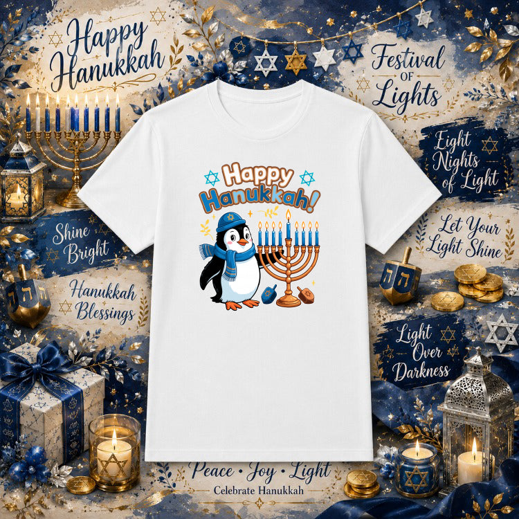 Happy Hanukkah Dreidel – Holiday DTF Transfer – by Ink Rush – Premade Transfers – Hanukkah, Apparel Decor