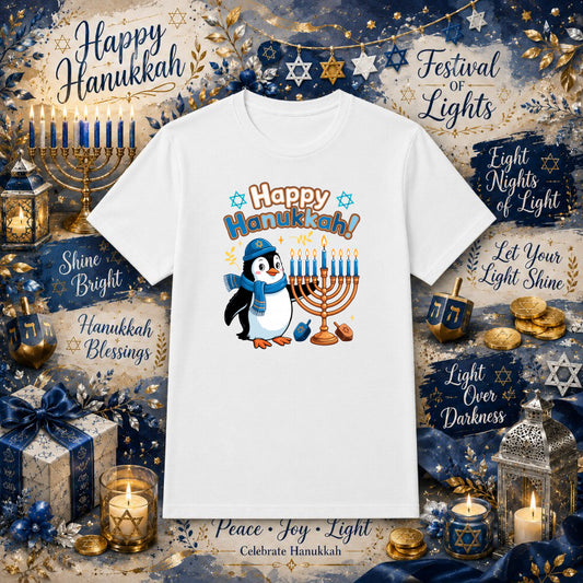 Happy Hanukkah Dreidel – Holiday DTF Transfer – by Ink Rush – Premade Transfers – Hanukkah, Apparel Decor