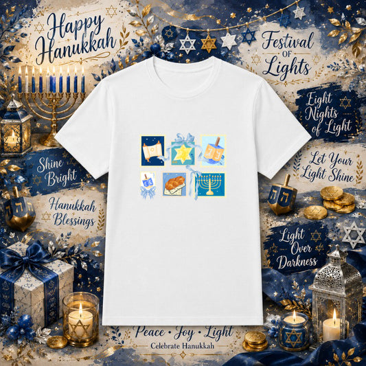 Happy Hanukkah – Hanukkah DTF Transfer – by Ink Rush – Premade Transfers – Hanukkah, Holiday Celebration