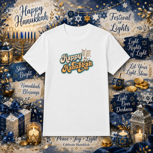 Happy Hanukkah – Hanukkah Holiday DTF Transfer – by Ink Rush – Premade Transfers – Hanukkah, Holiday DTF