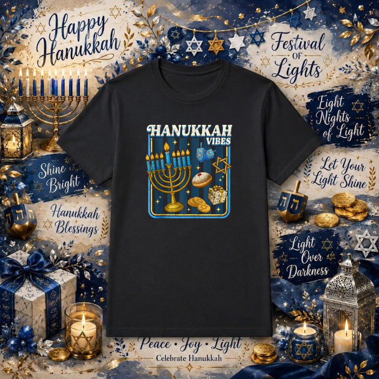 Happy Hanukkah Menorah – Hanukkah DTF Transfer – by Ink Rush – Premade Transfers – Hanukkah, DTF Transfer