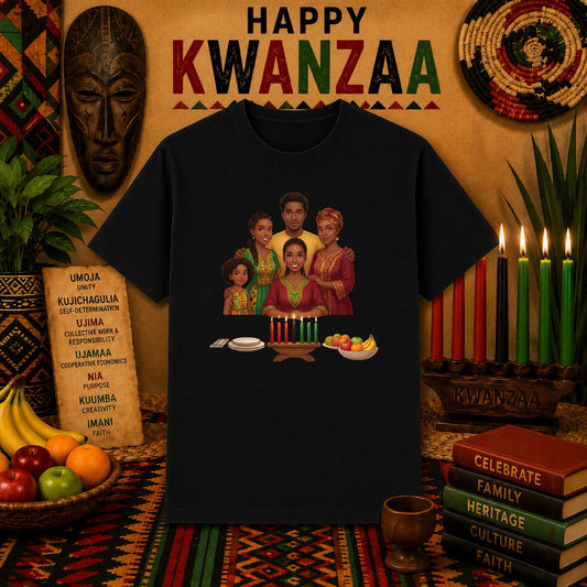 Happy Kwanzaa African Fabric Pattern – Kwanzaa DTF Transfer – by Ink Rush – Premade Transfers – Kwanzaa, DTF Transfers