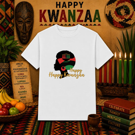 Happy Kwanzaa Candles – Kwanzaa Celebration DTF Transfer – by Ink Rush – Premade Transfers – Kwanzaa, Holiday Apparel
