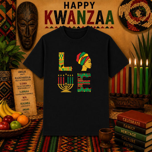 Happy Kwanzaa Kinara Candles – Kwanzaa DTF Transfer – by Ink Rush – Premade Transfers – Kwanzaa, Holiday Celebration