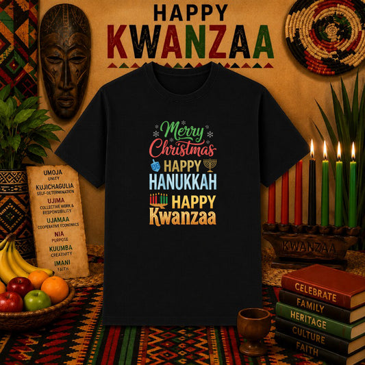Happy Kwanzaa Kinara – Kwanzaa DTF Transfer – by Ink Rush – Premade Transfers – Kwanzaa, Apparel Decor