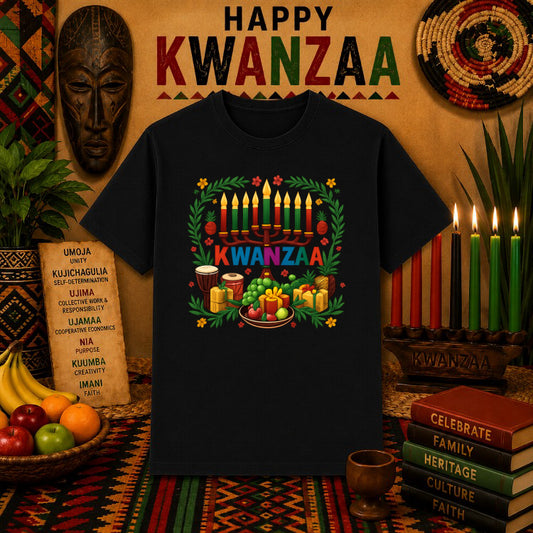 Happy Kwanzaa Kinara – Kwanzaa DTF Transfer – by Ink Rush – Premade Transfers – Kwanzaa, DTF Transfers