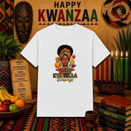 Happy Kwanzaa Kinara Principles – Kwanzaa DTF Transfer – by Ink Rush – Premade Transfers – Kwanzaa, Holiday