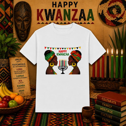 Happy Kwanzaa Kinara & Symbols DTF Transfer – by Ink Rush – Premade Transfers – Kwanzaa, DTF Transfers