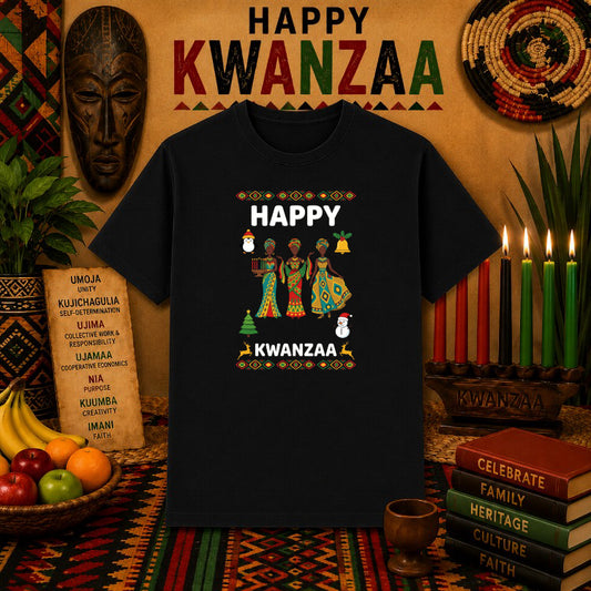 HAPPY KWANZAA – Kwanzaa Celebration DTF Transfer – by Ink Rush – Premade Transfers – Kwanzaa, Holiday Celebration