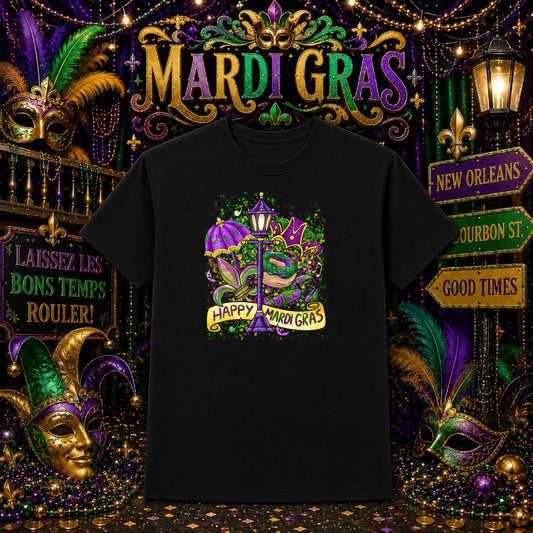 Happy Mardi Gras – Mardi Gras DTF Transfer – by Ink Rush – Premade Transfers – Mardi Gras, Apparel Decor