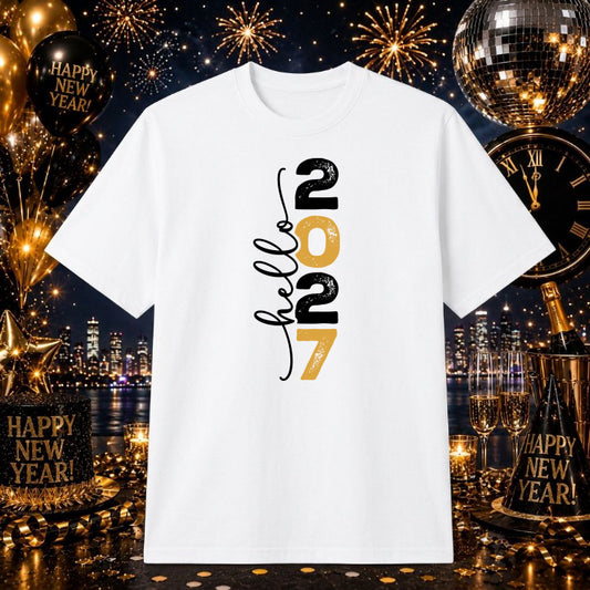 Happy New Year 2027 – Apparel DTF Transfer – by Ink Rush – Premade Transfers – Apparel Decoration, Custom T-Shirts