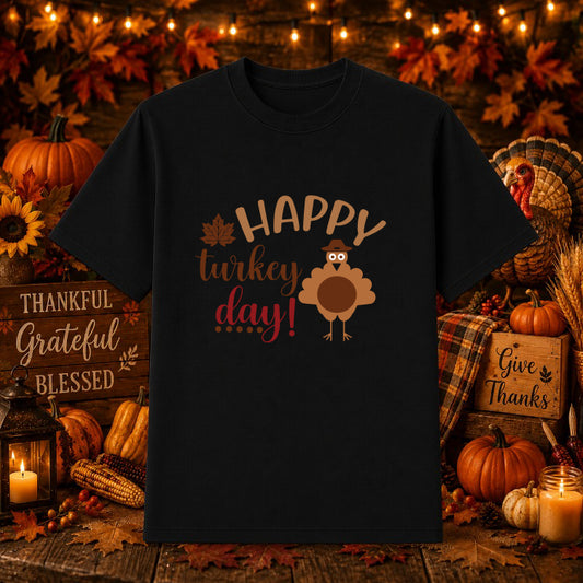 Happy Turkey Day – Thanksgiving DTF Transfer – by Ink Rush – Premade Transfers – DTF Transfers, Apparel Decoration
