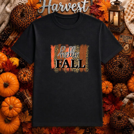 Hello Fall – Autumn Seasonal DTF Transfer – by Ink Rush – Premade Transfers – Apparel Decor, Heat Transfers