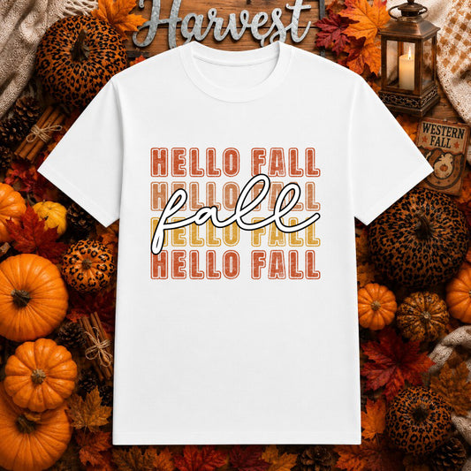 Hello Fall Pumpkin – Autumn DTF Transfer – by Ink Rush – Premade Transfers – Inkrush Transfer, Apparel Printing