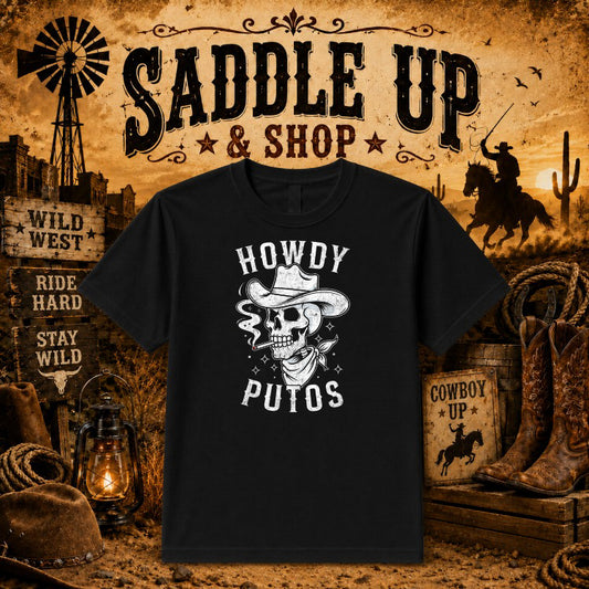 Howdy Y'all Cowboy Hat Revolver – Western DTF Transfer – by Ink Rush – Premade Transfers – Western, Apparel Decor