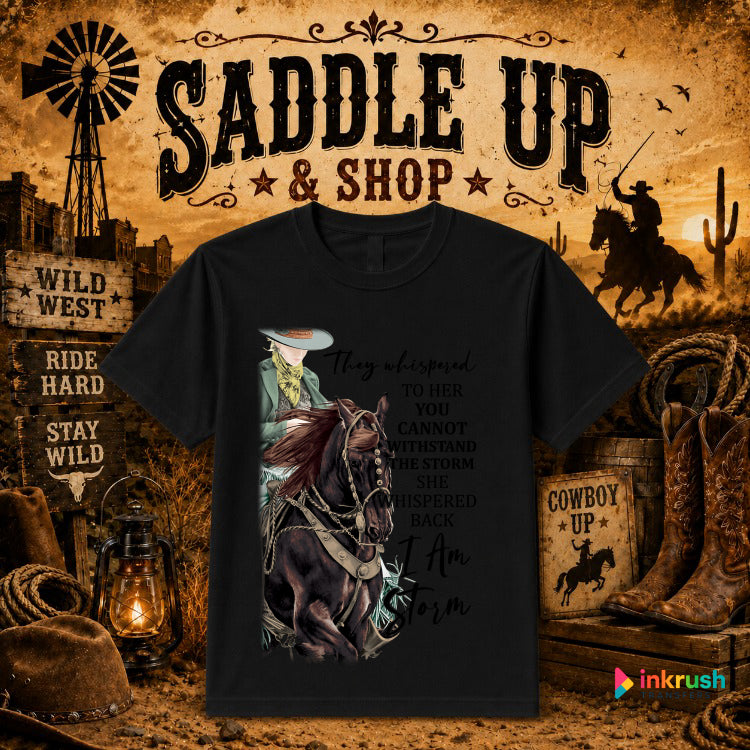 I Am The Storm Cowgirl – Black History Month DTF Transfer – by Ink Rush – Premade Transfers – DTF Transfers, Apparel Decor