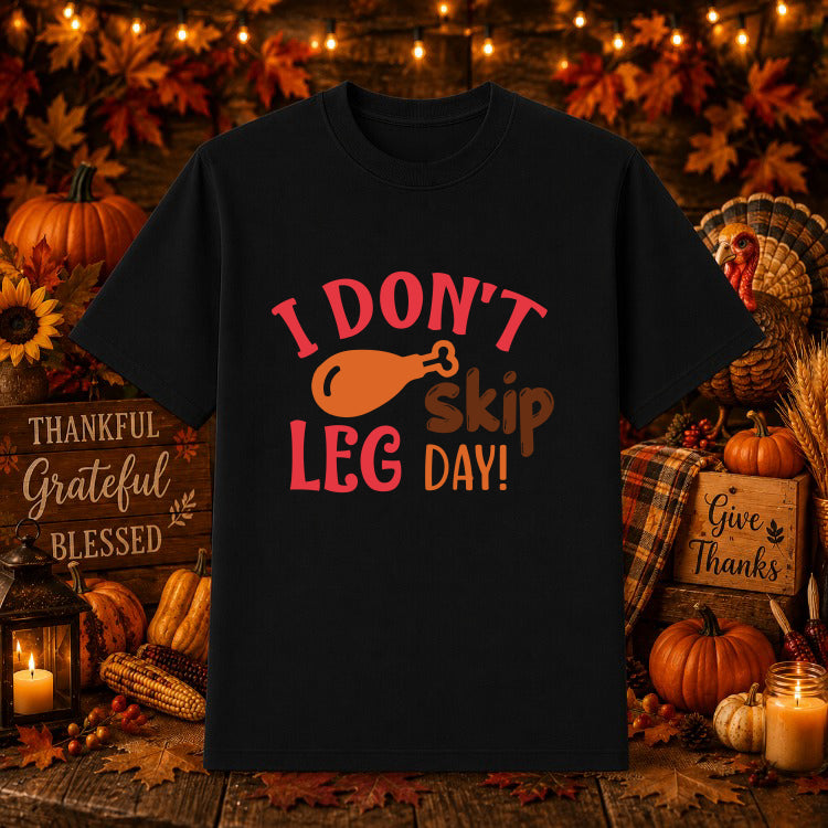 I Don't Skip Leg Day Turkey – Thanksgiving DTF Transfer – by Ink Rush – Premade Transfers – Thanksgiving DTF, Apparel Decor