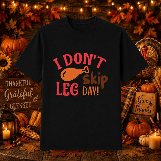 I Don't Skip Leg Day Turkey – Thanksgiving DTF Transfer – by Ink Rush – Premade Transfers – Thanksgiving DTF, Apparel Decor