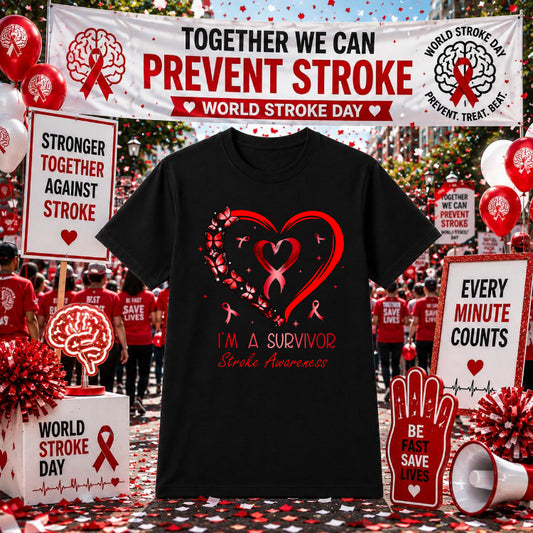 I'M A SURVIVOR Stroke Awareness Butterfly – DTF Transfer – by Ink Rush – Premade Transfers – Stroke Awareness, Health Advo...