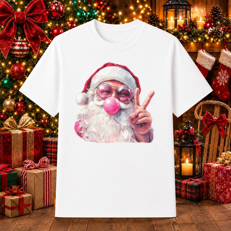 Jolly Santa Face with Holly – Christmas DTF Transfer – by Ink Rush – Premade Transfers – Christmas, Apparel Decoration