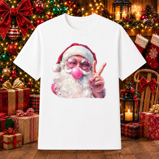 Jolly Santa Face with Holly – Christmas DTF Transfer – by Ink Rush – Premade Transfers – Christmas, Apparel Decoration