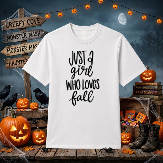 Just A Girl – Halloween DTF Transfer – by Ink Rush – Premade Transfers – Halloween, Apparel DTF