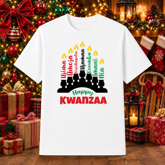 KINARA WORDS – Kwanzaa Celebration DTF Transfer – by Ink Rush – Premade Transfers – DTF Transfers, Apparel Decor