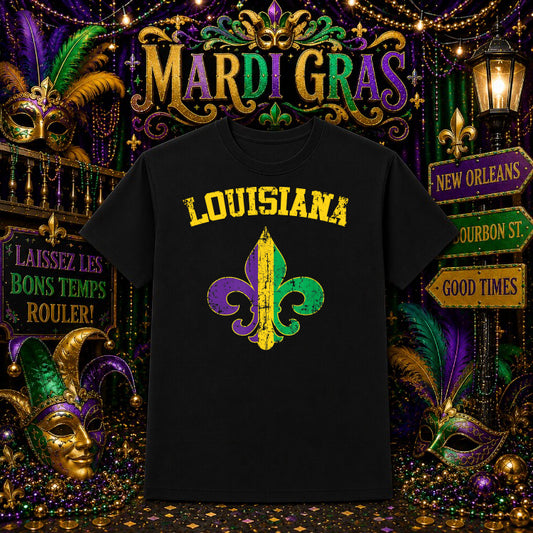 Laissez Les Bons Temps Rouler – Mardi Gras DTF Transfer – by Ink Rush – Premade Transfers – Mardi Gras, Apparel Decoration