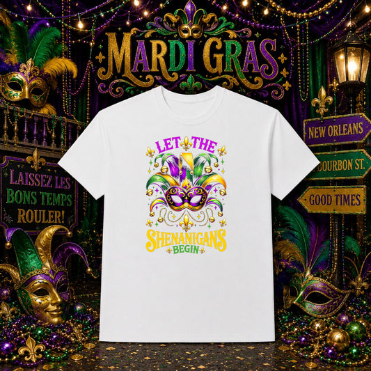 "Laissez les bons temps rouler" – Mardi Gras DTF Transfer – by Ink Rush – Premade Transfers – DTF Transfers, Apparel Decor
