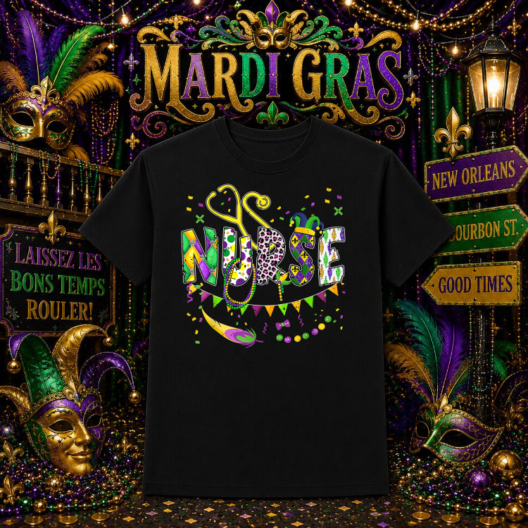 Laissez Les Bons Temps Rouler! Mask – Mardi Gras DTF Transfer – by Ink Rush – Premade Transfers – Mardi Gras, DTF Transfers