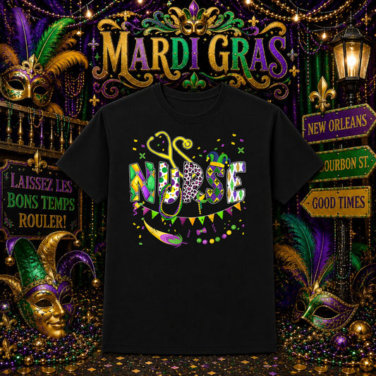 Laissez Les Bons Temps Rouler! Mask – Mardi Gras DTF Transfer – by Ink Rush – Premade Transfers – Mardi Gras, DTF Transfers