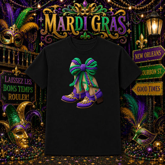 LET THE GOOD TIMES ROLL – Mardi Gras DTF Transfer – by Ink Rush – Premade Transfers – Mardi Gras, Apparel Decoration