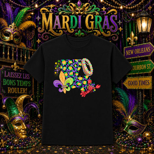 LET THE GOOD TIMES ROLL – Mardi Gras DTF Transfer – by Ink Rush – Premade Transfers – Mardi Gras, DTF Transfers
