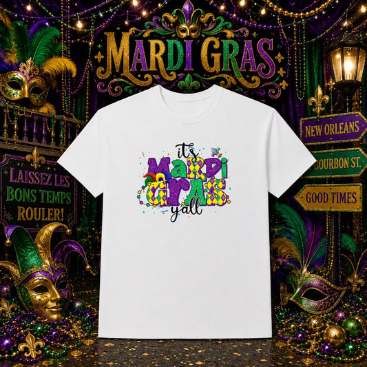 LET THE GOOD TIMES ROLL – Mardi Gras DTF Transfer – by Ink Rush – Premade Transfers – Mardi Gras, Holiday/Event