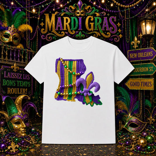LET THE GOOD TIMES ROLL – Mardi Gras DTF Transfer – by Ink Rush – Premade Transfers – Mardi Gras, Premade DTF
