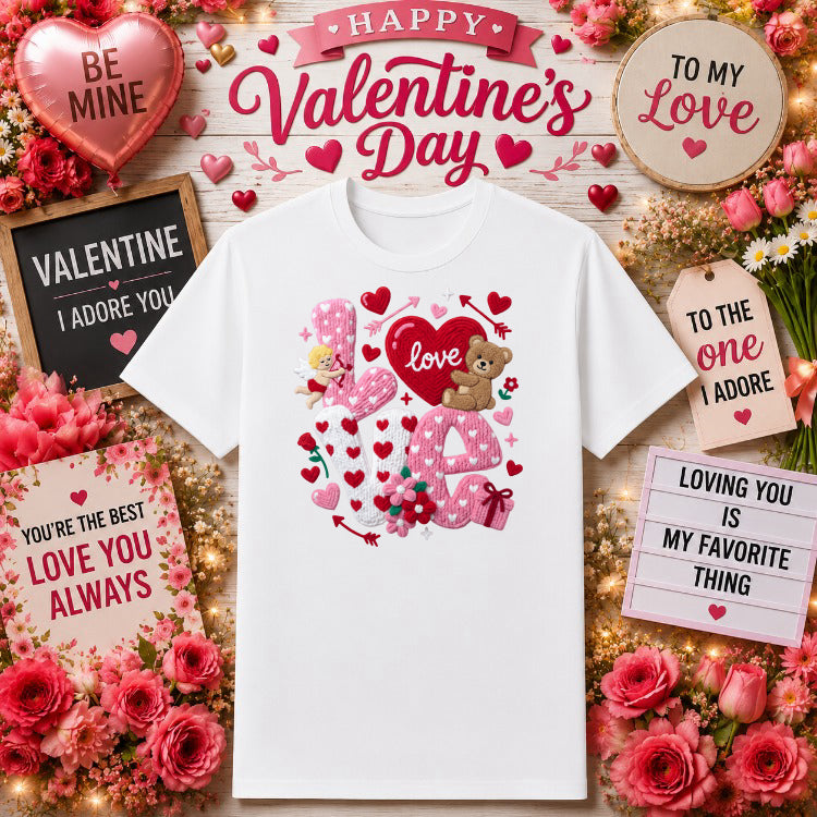 LOVE Stacked Mugs – Valentines DTF Transfer – by Ink Rush – Premade Transfers – Apparel DTF, Heat Transfer
